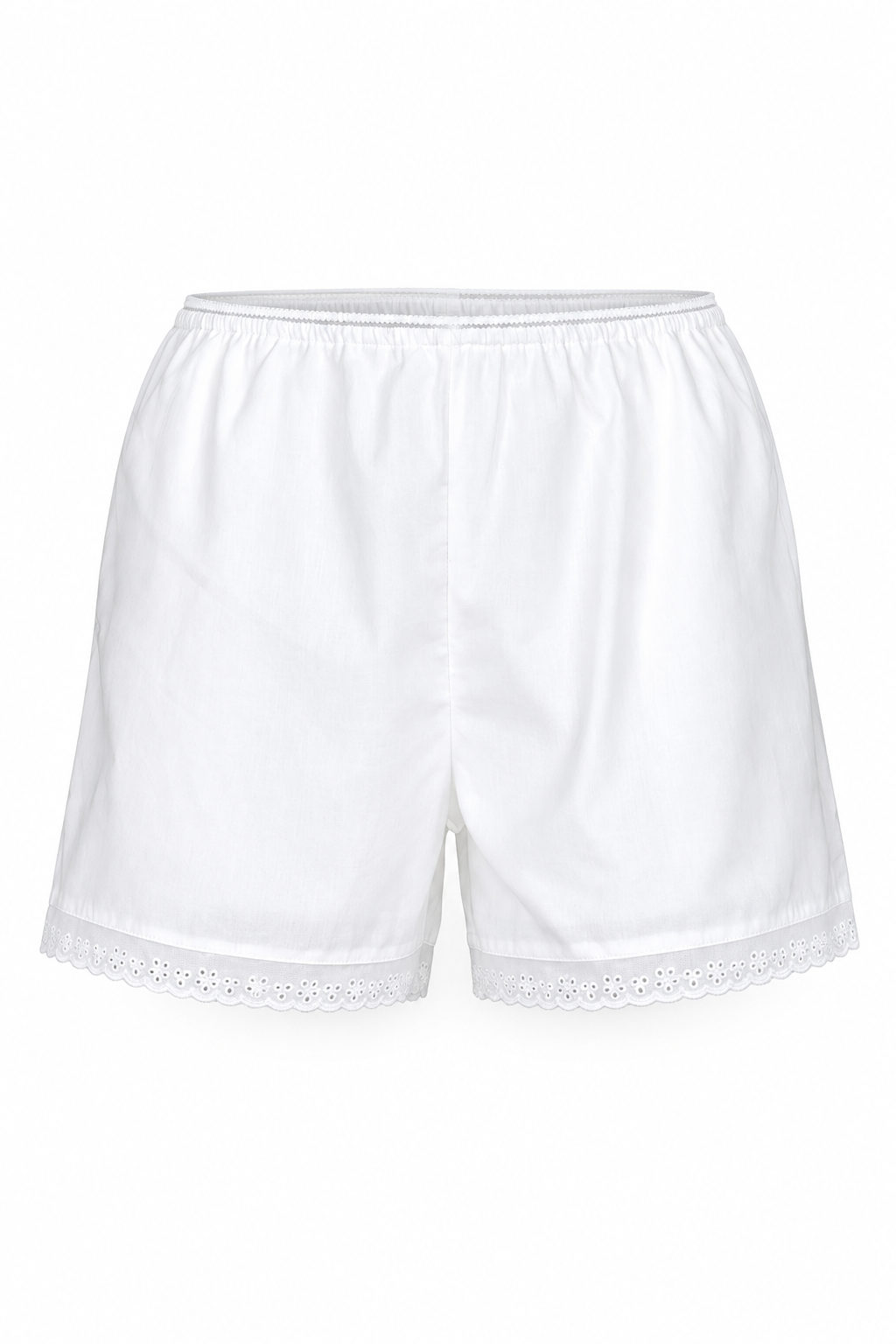Noa White Lace-Trim Cotton Shorts