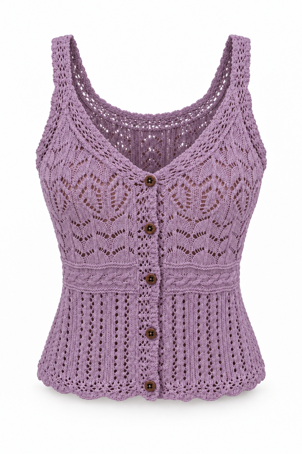 Purple Knit Button-Front Cami Top