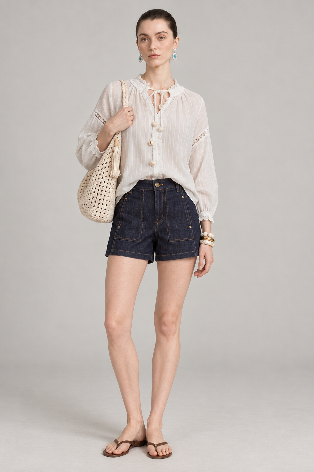 Raw denim High-Waisted  Denim Shorts