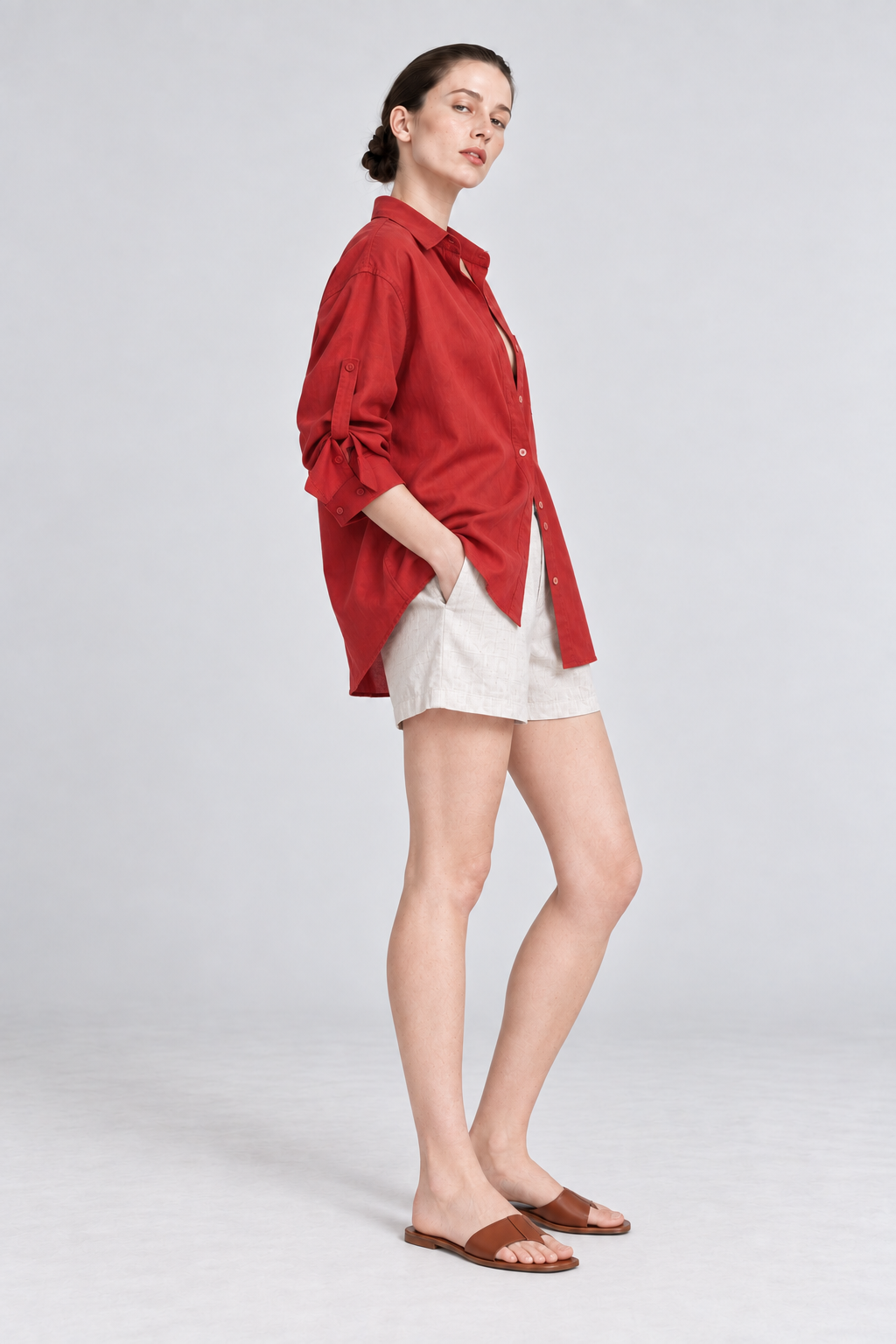 Red Linen Sun Shirt