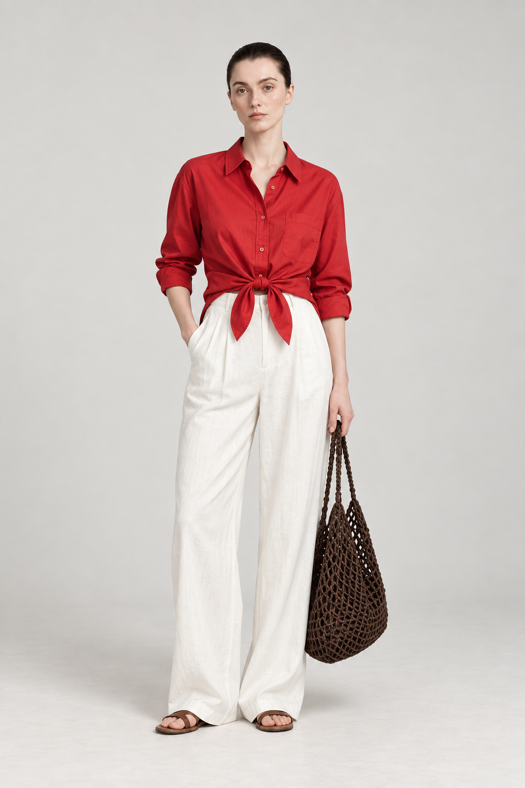 Red Linen Sun Shirt