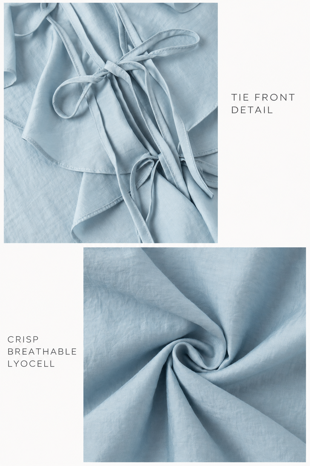 Ruffle Blue Tie-Front Shirt