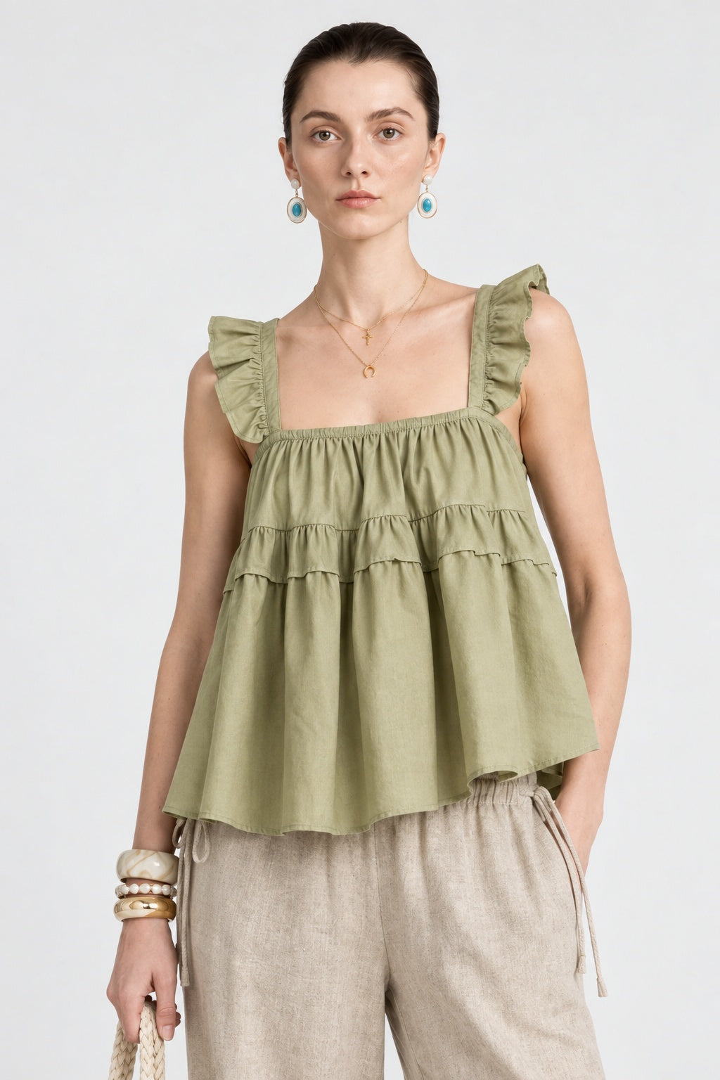 Sage Green Peplum Top