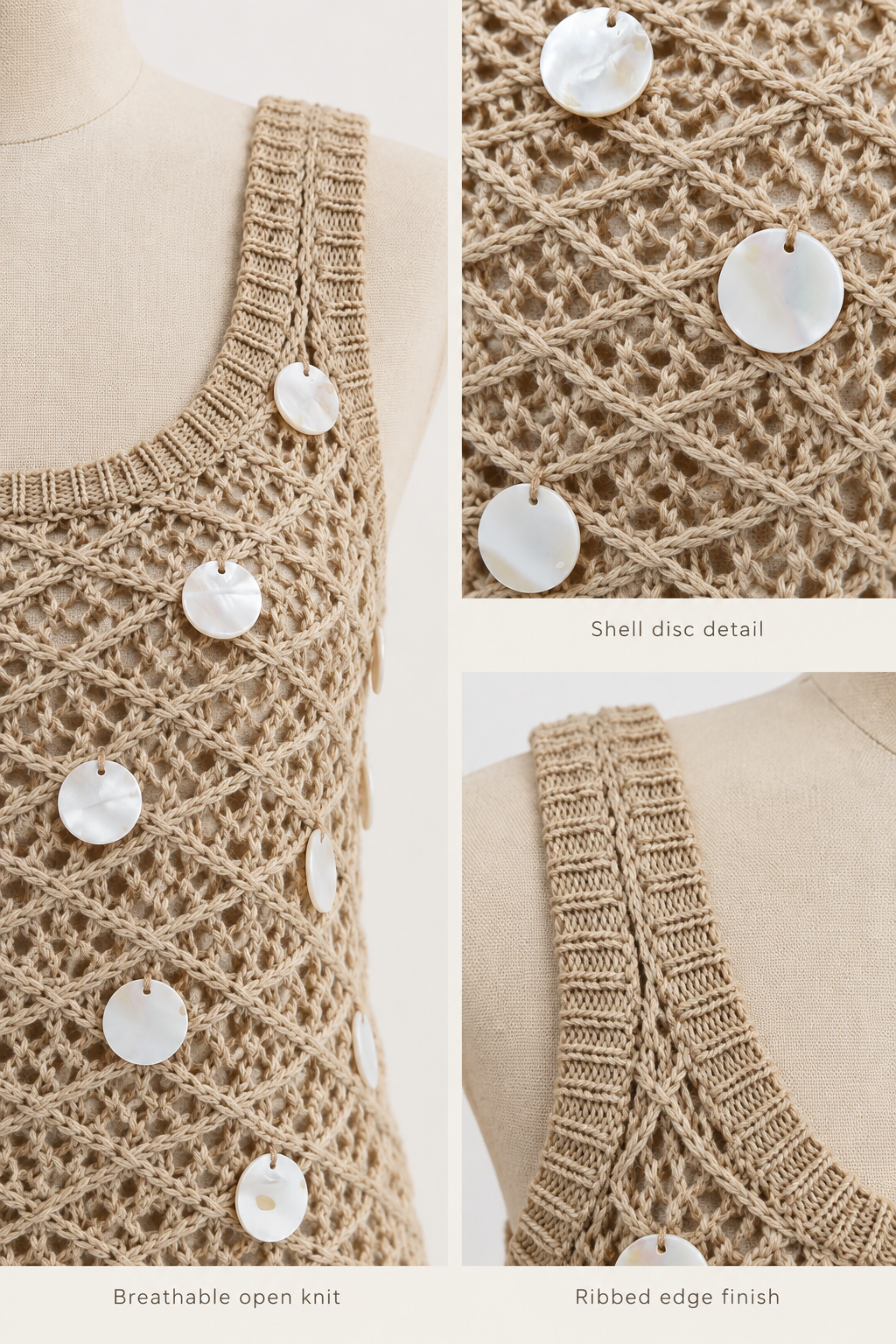 Sand Openwork Disc  Cami