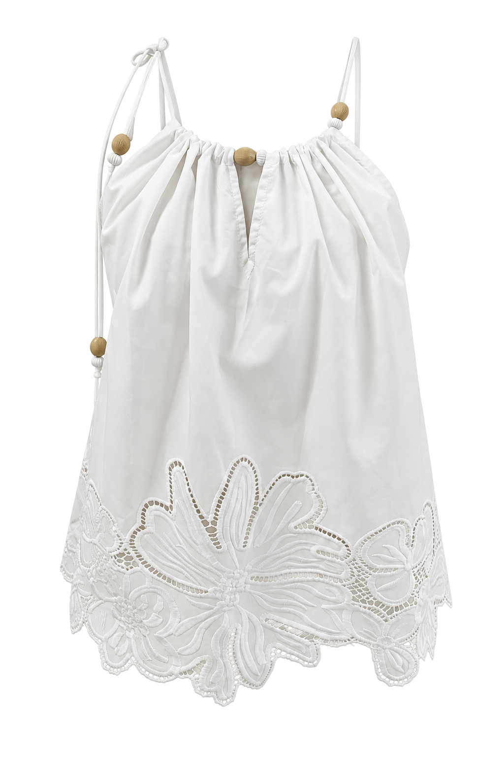 White Cotton Embroidered Cami Top