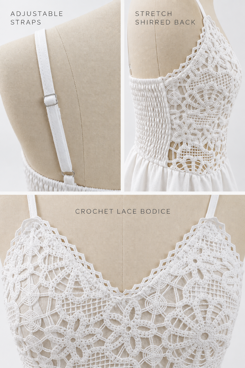 White Crochet Lace V-Neck Maxi Dress