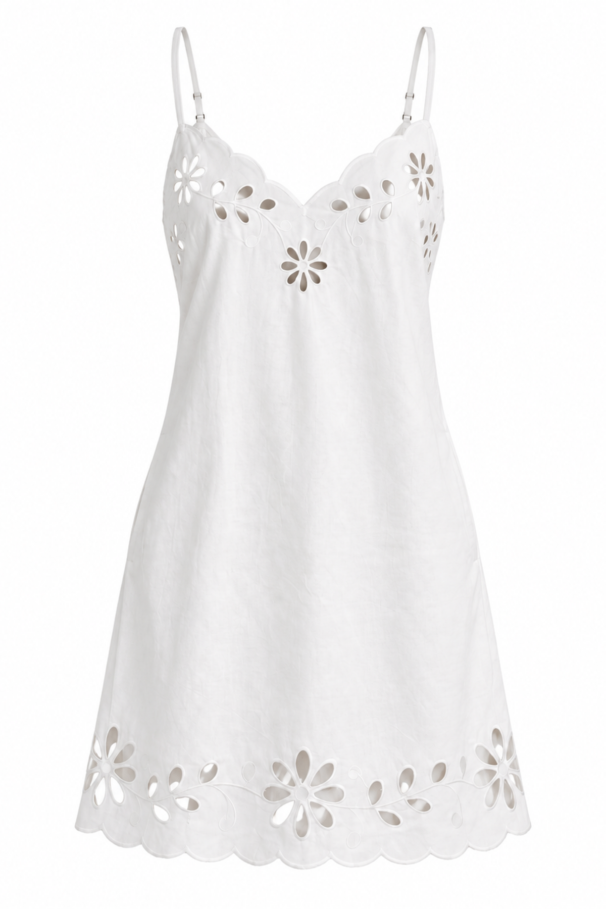 White Floral Eyelet Mini Dress — alternate view 4