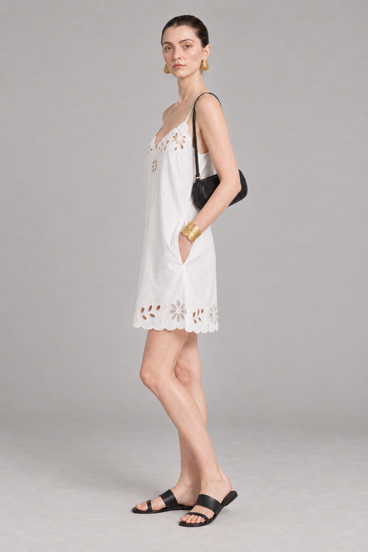 White Floral Eyelet Mini Dress