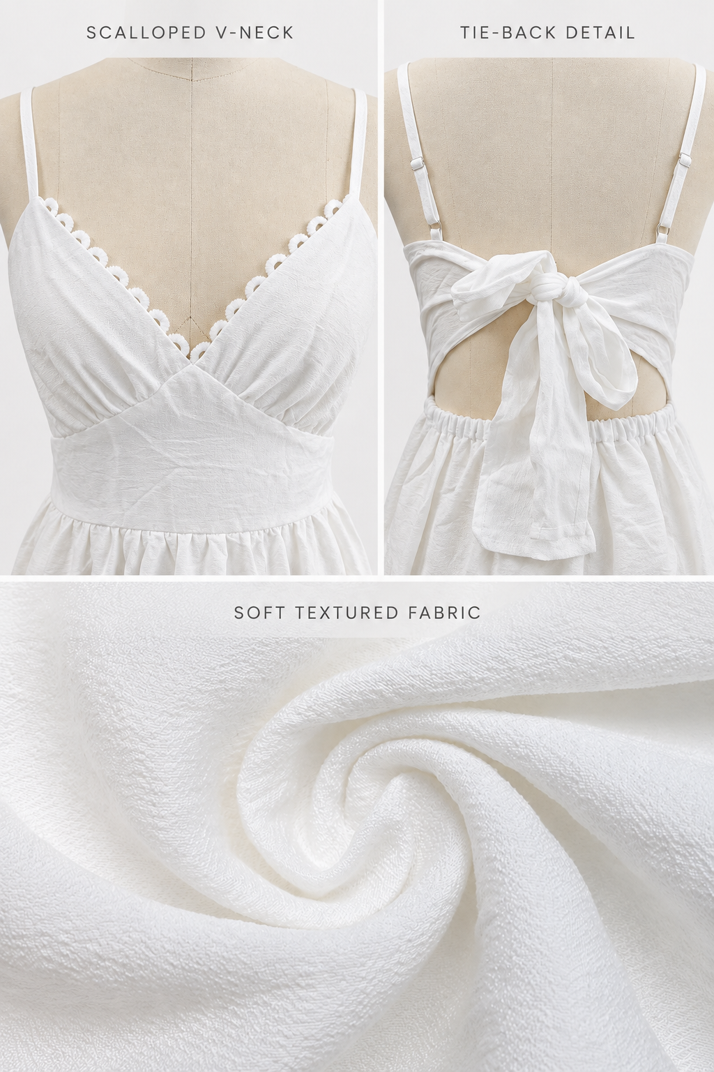 White Lace Trim Tie-Back Maxi Dress