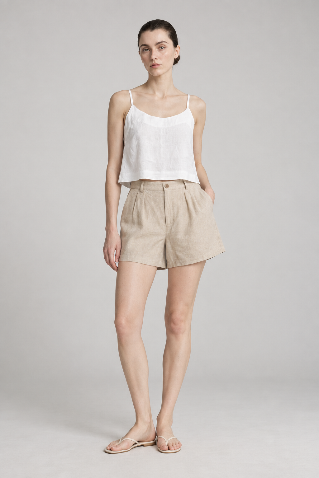 White Premium Linen Cami Top