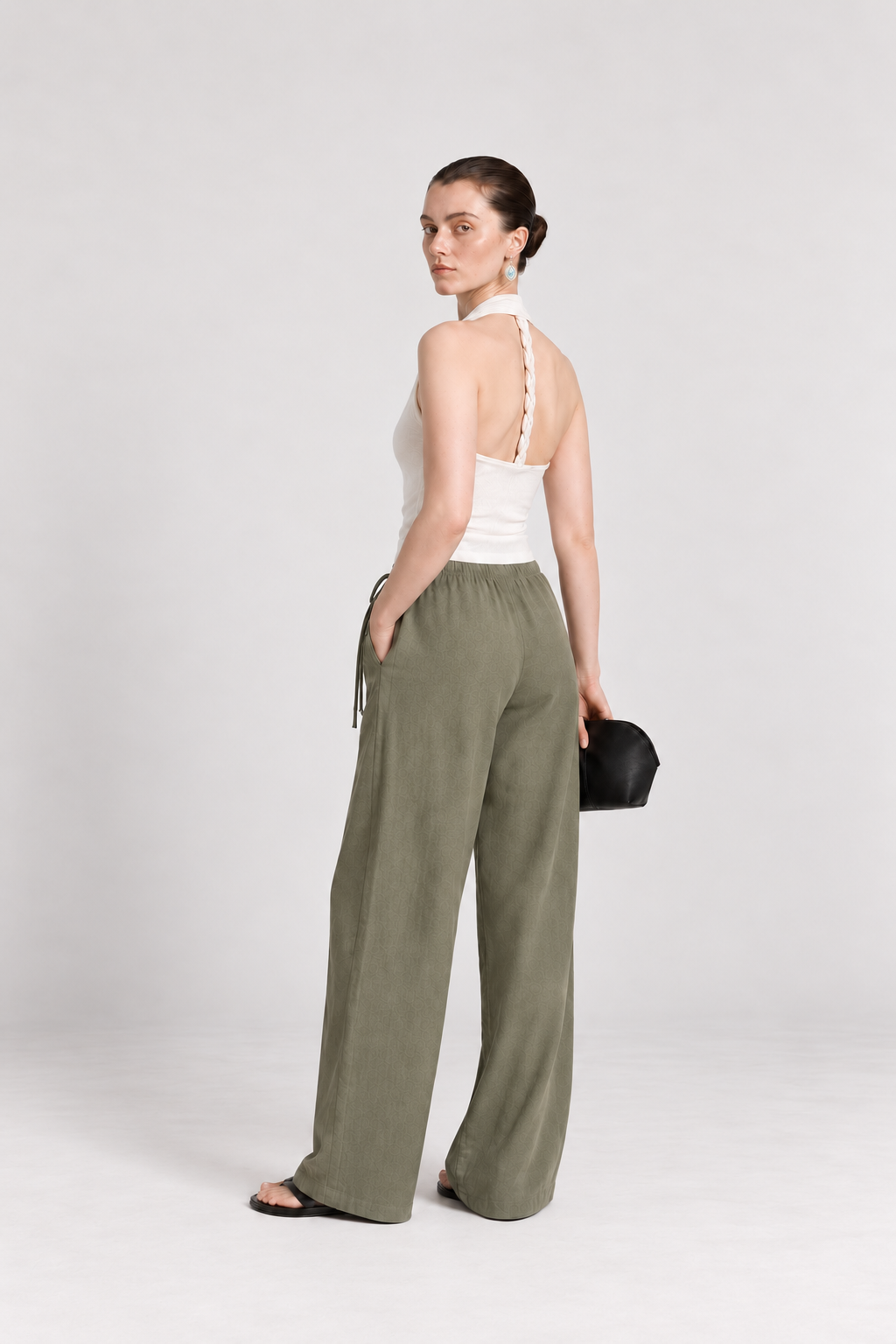 White Cowl Neck Halter Top