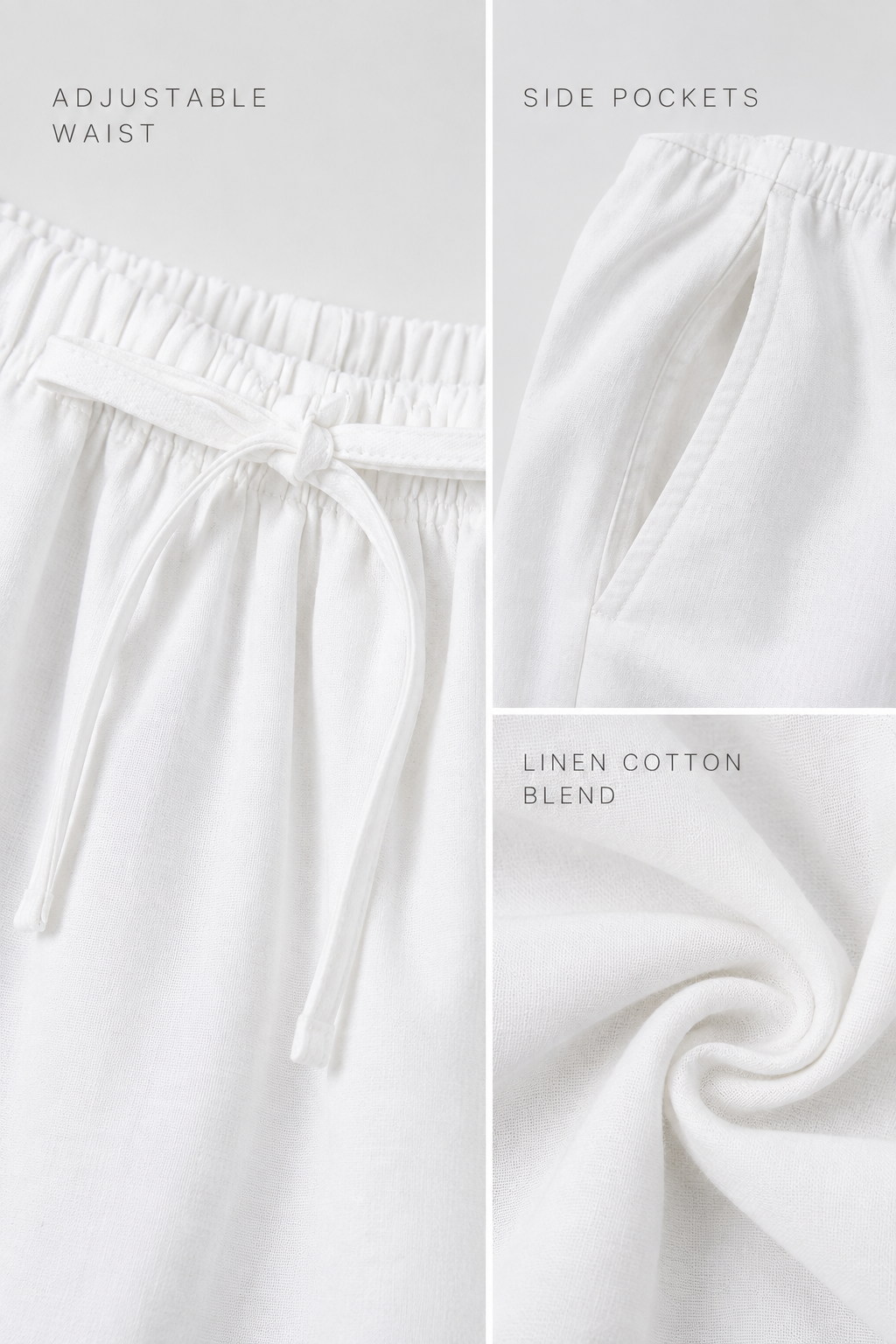 White Drawstring Relaxed Pants