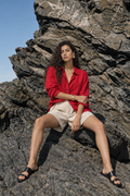 Red Linen Sun Shirt